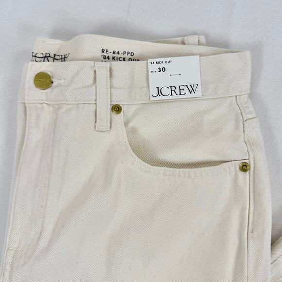 J Crew Women's Mid Rise Relaxed Kickout Jean Size 30 Ecru Beige Cropped - Picture 10 of 16